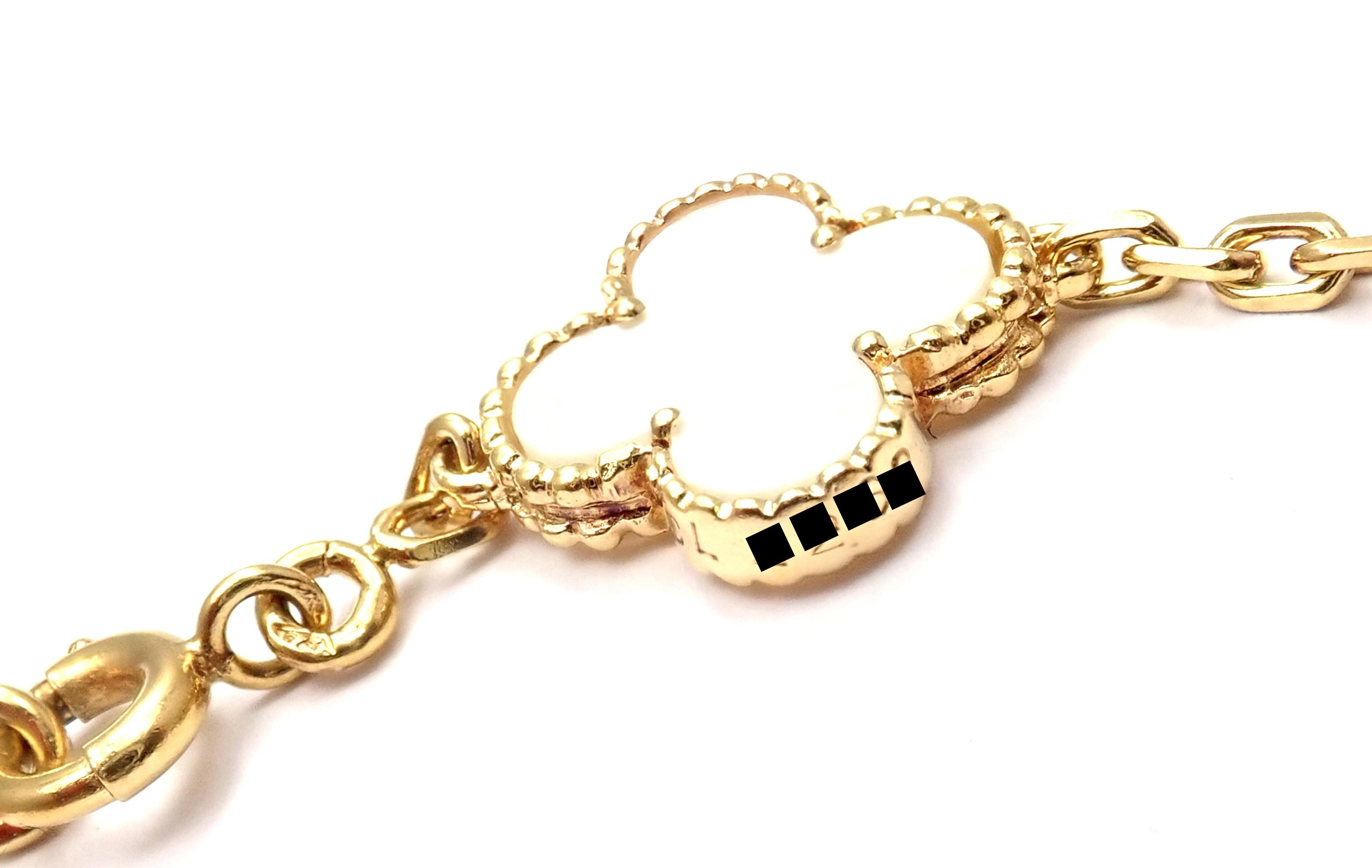 Uncut Van Cleef & Arpels 20 Motif Mother of Pearl Vintage Alhambra Gold Necklace
