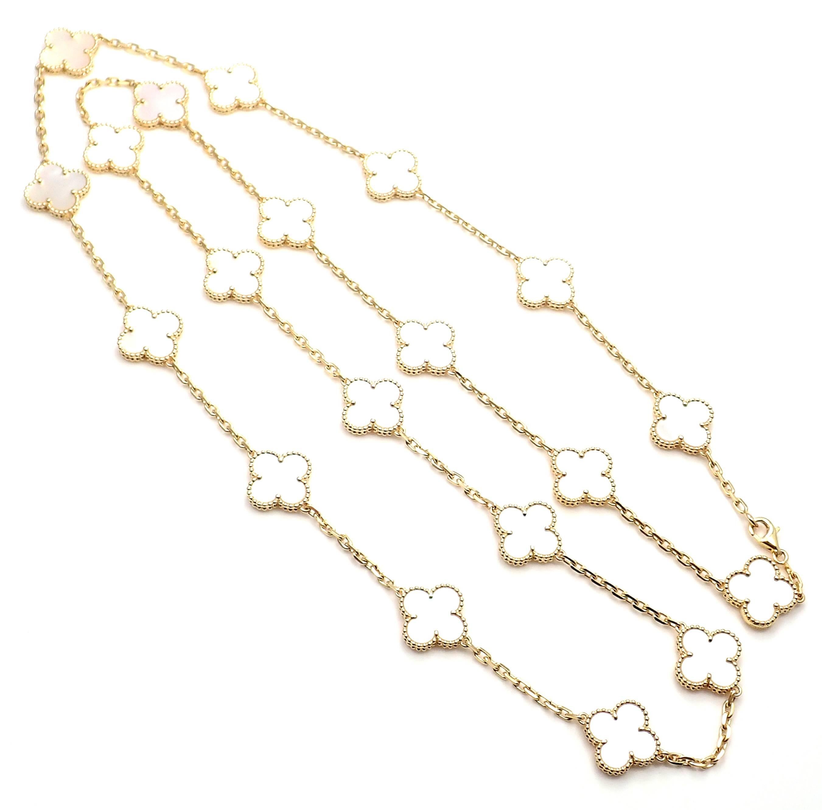 Women's or Men's Van Cleef & Arpels 20 Motif Mother-of-Pearl Vintage Alhambra Gold Necklace