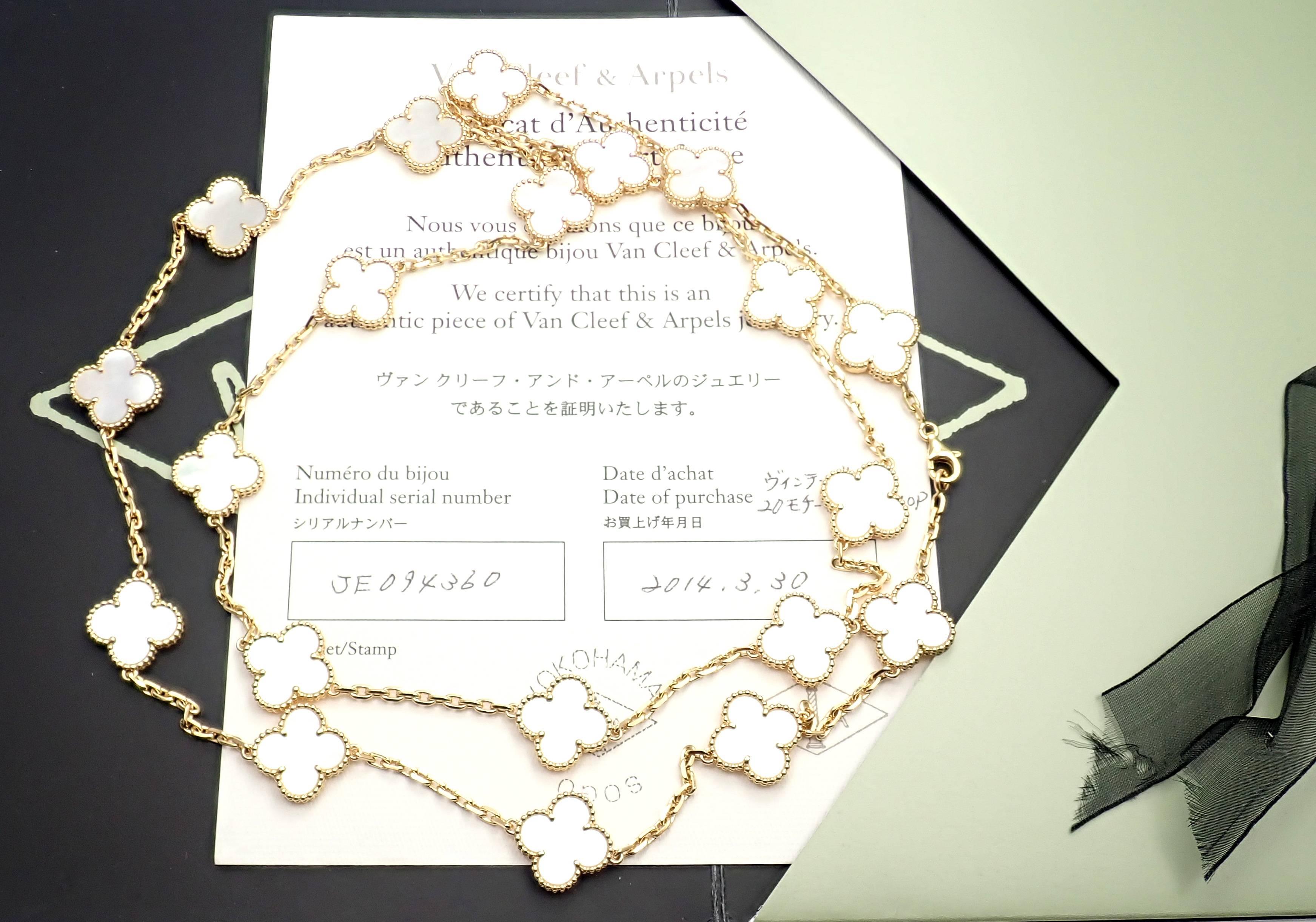 Van Cleef & Arpels 20 Motif Mother-of-Pearl Vintage Alhambra Gold Necklace 1