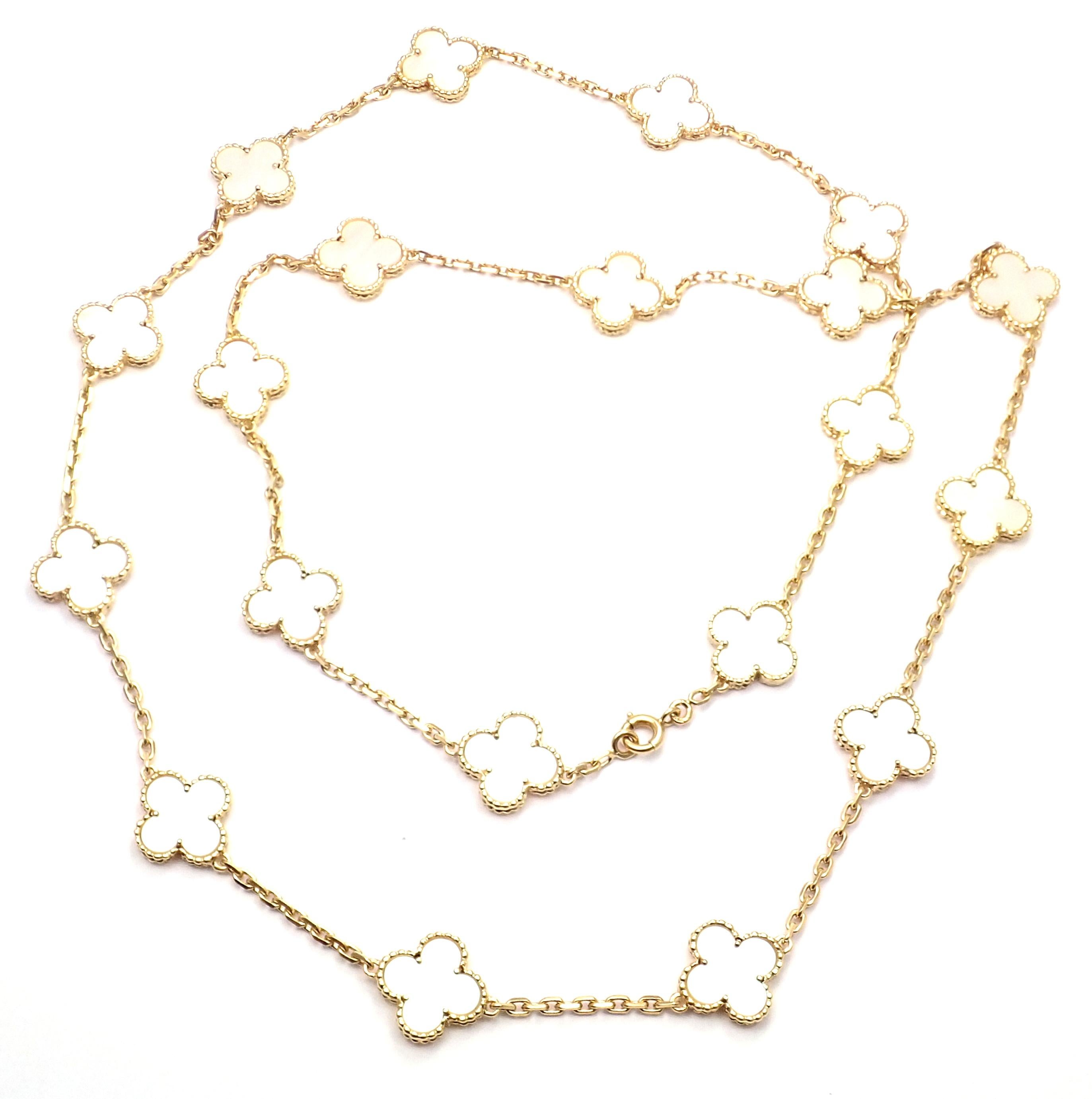 Women's or Men's Van Cleef & Arpels 20 Motif Mother of Pearl Vintage Alhambra Gold Necklace