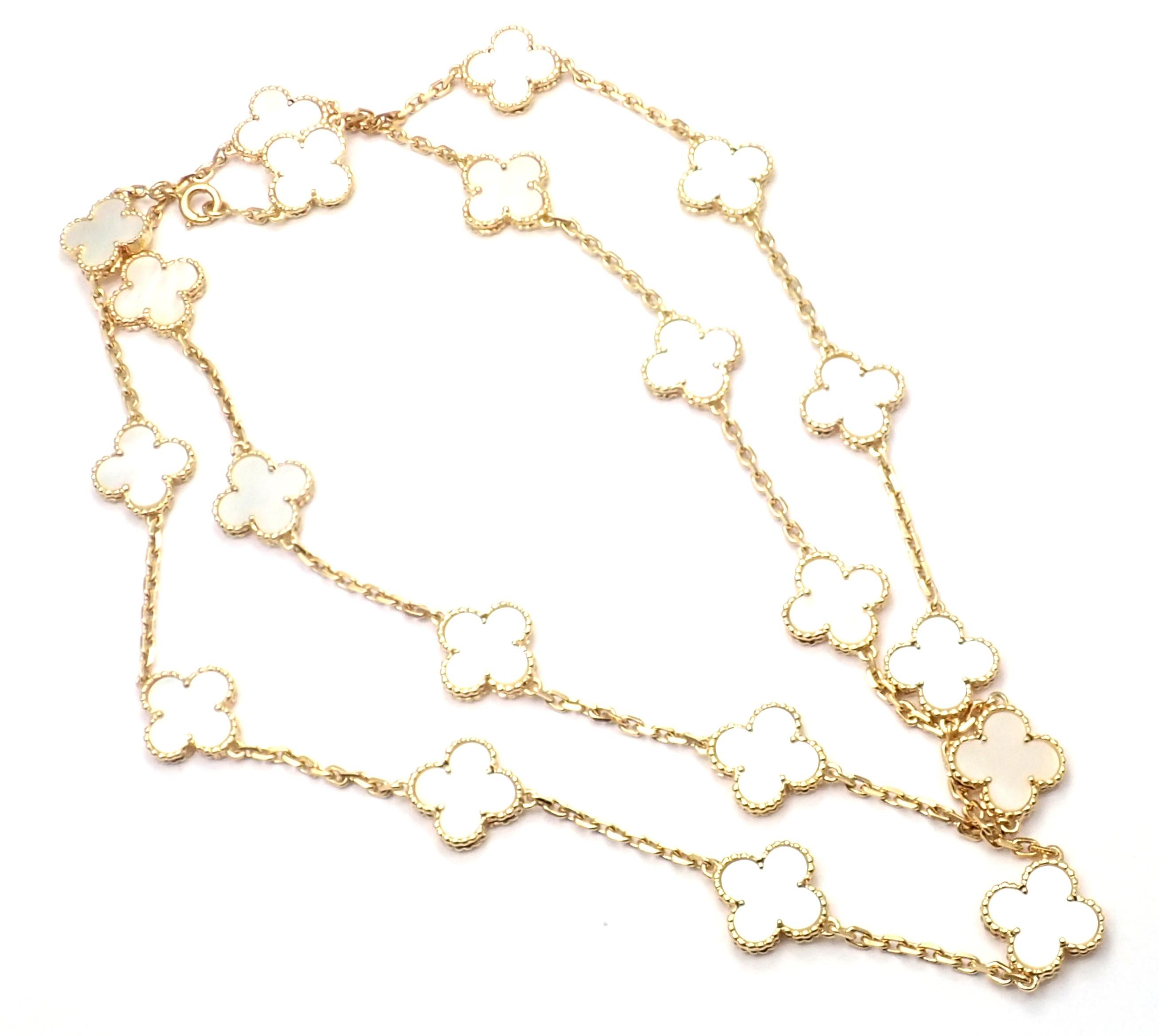 Van Cleef & Arpels 20 Motif Mother of Pearl Vintage Alhambra Gold Necklace 1