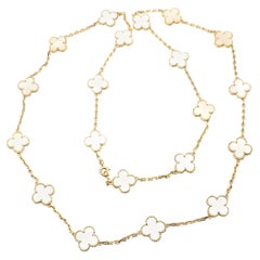 Van Cleef & Arpels 20 Motif Mother of Pearl Vintage Alhambra Gold Necklace