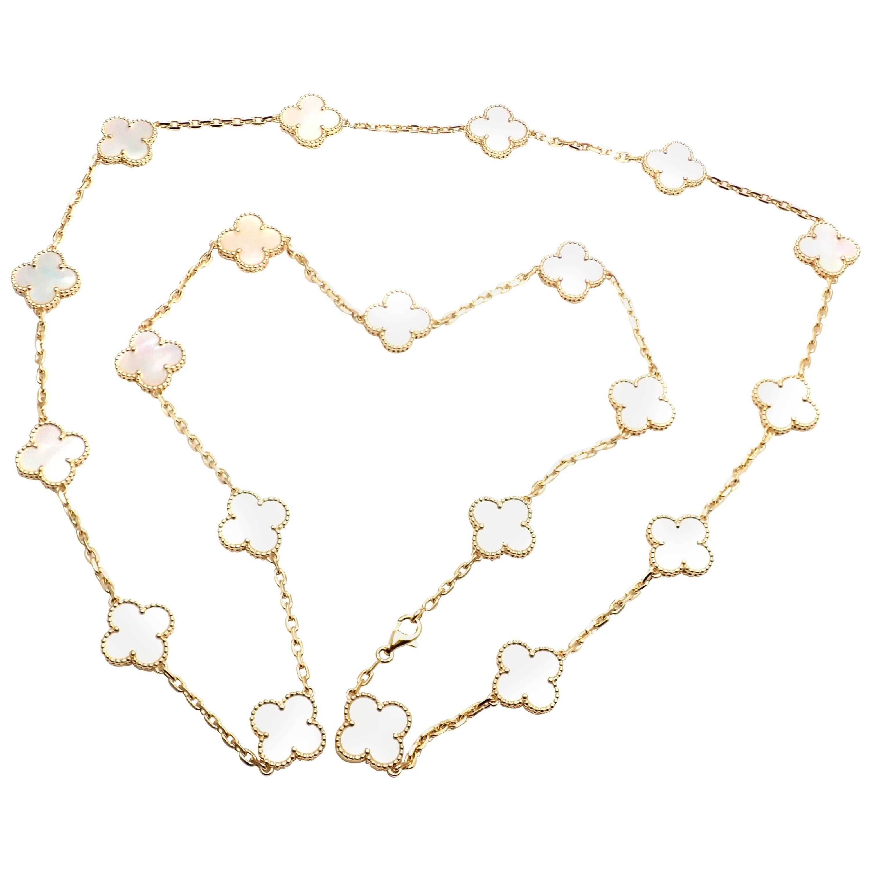 Van Cleef & Arpels 20 Motif Mother-of-Pearl Vintage Alhambra Gold Necklace