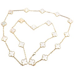 Van Cleef & Arpels 20 Motif Mother-of-Pearl Vintage Alhambra Gold Necklace