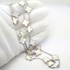 Van Cleef & Arpels 20 Motif Mother of Pearl Vintage Alhambra White Gold Necklace