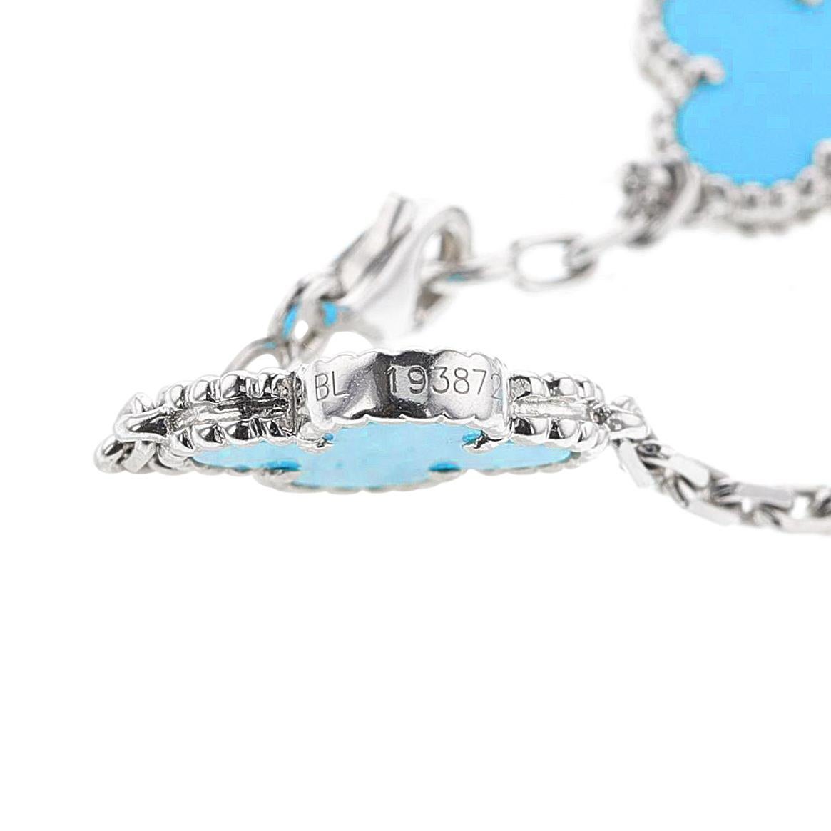 Mixed Cut Van Cleef & Arpels 20 Motif Turquoise Alhambra, Certificate of Authenticity