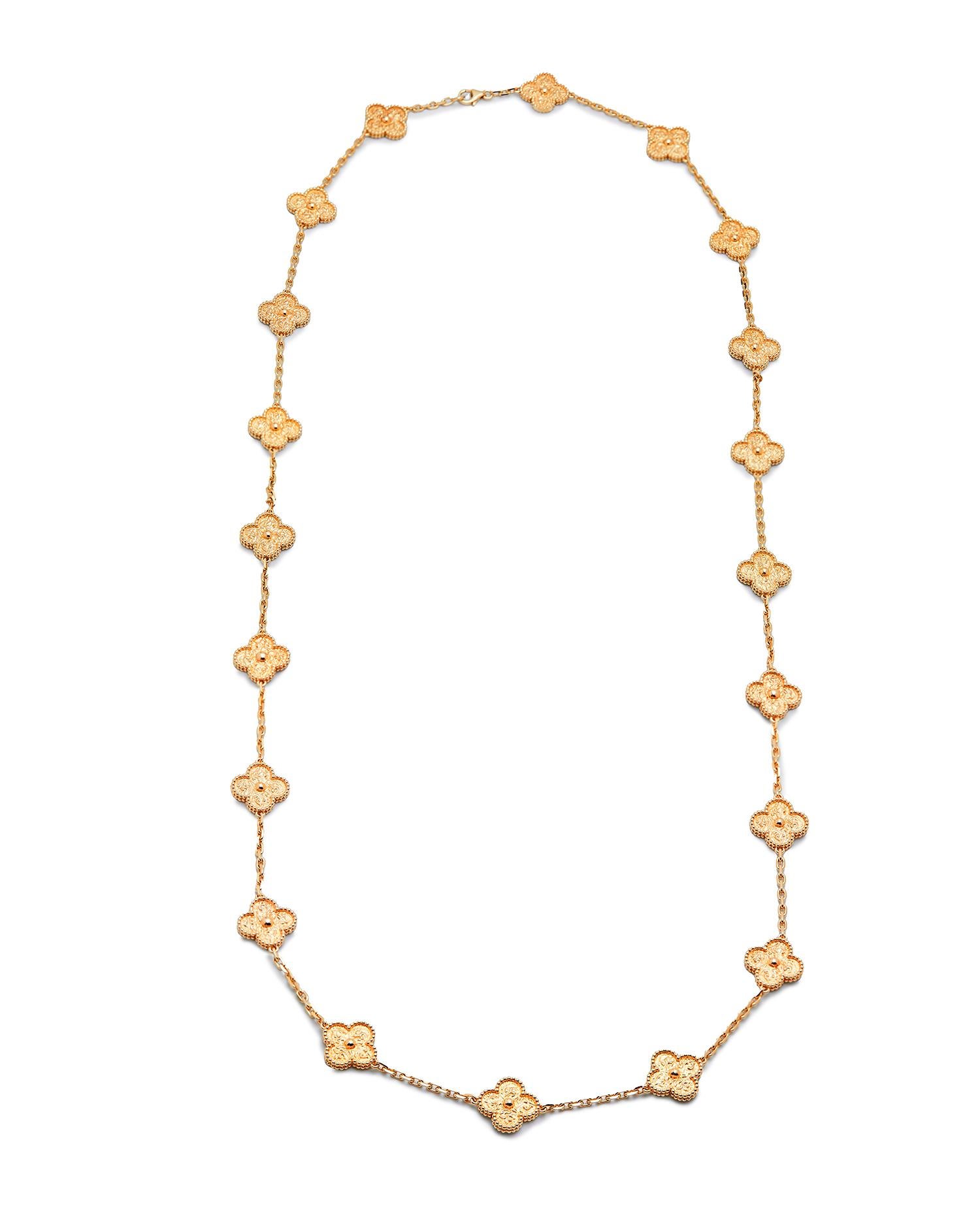 Contemporary Van Cleef & Arpel's 20 Motif Vintage Alhamabra Necklace model number VCAR01IC00 For Sale