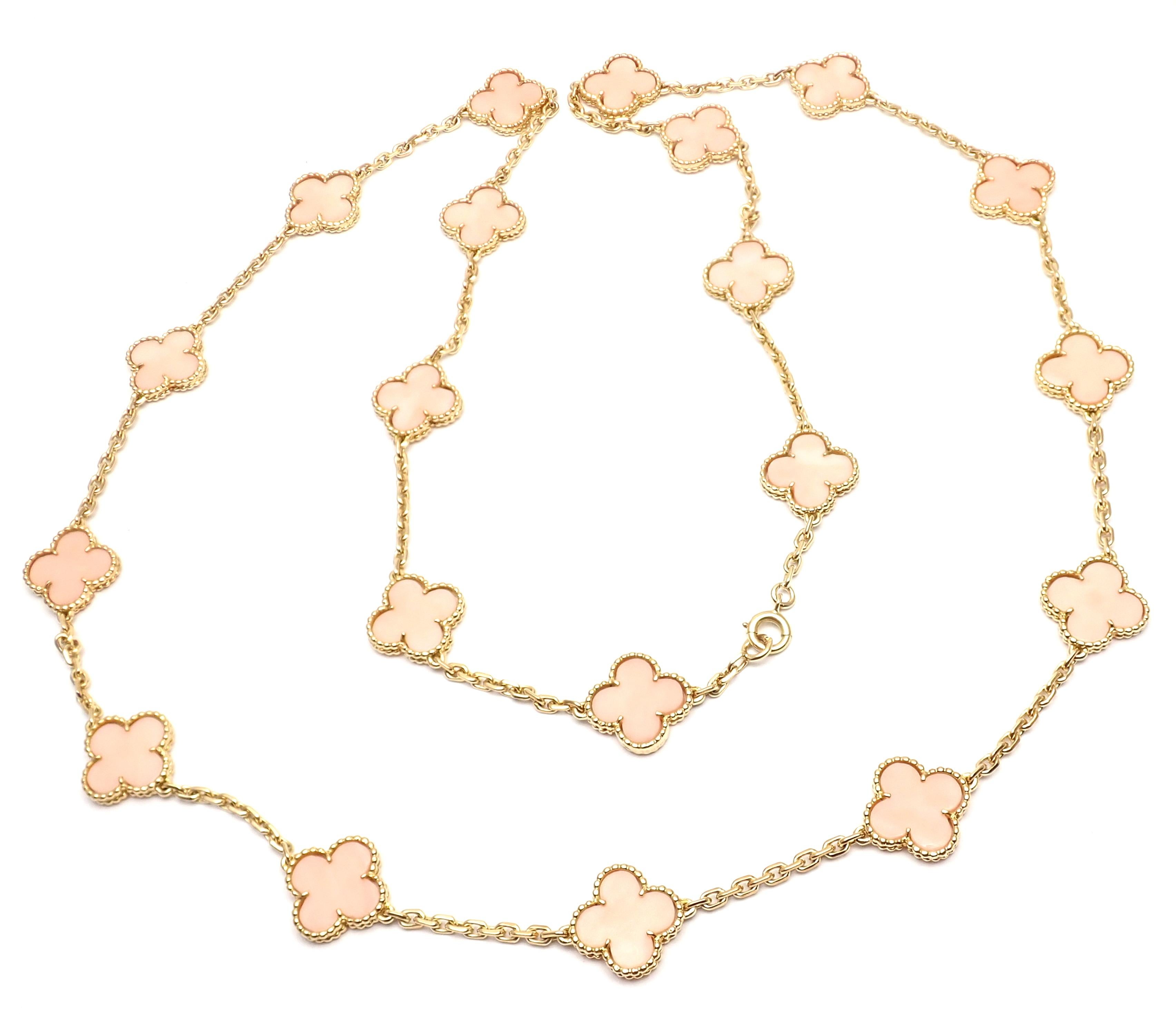 Van Cleef & Arpels 20 Motifs Angel Skin Coral Vintage Alhambra Gold Necklace 2