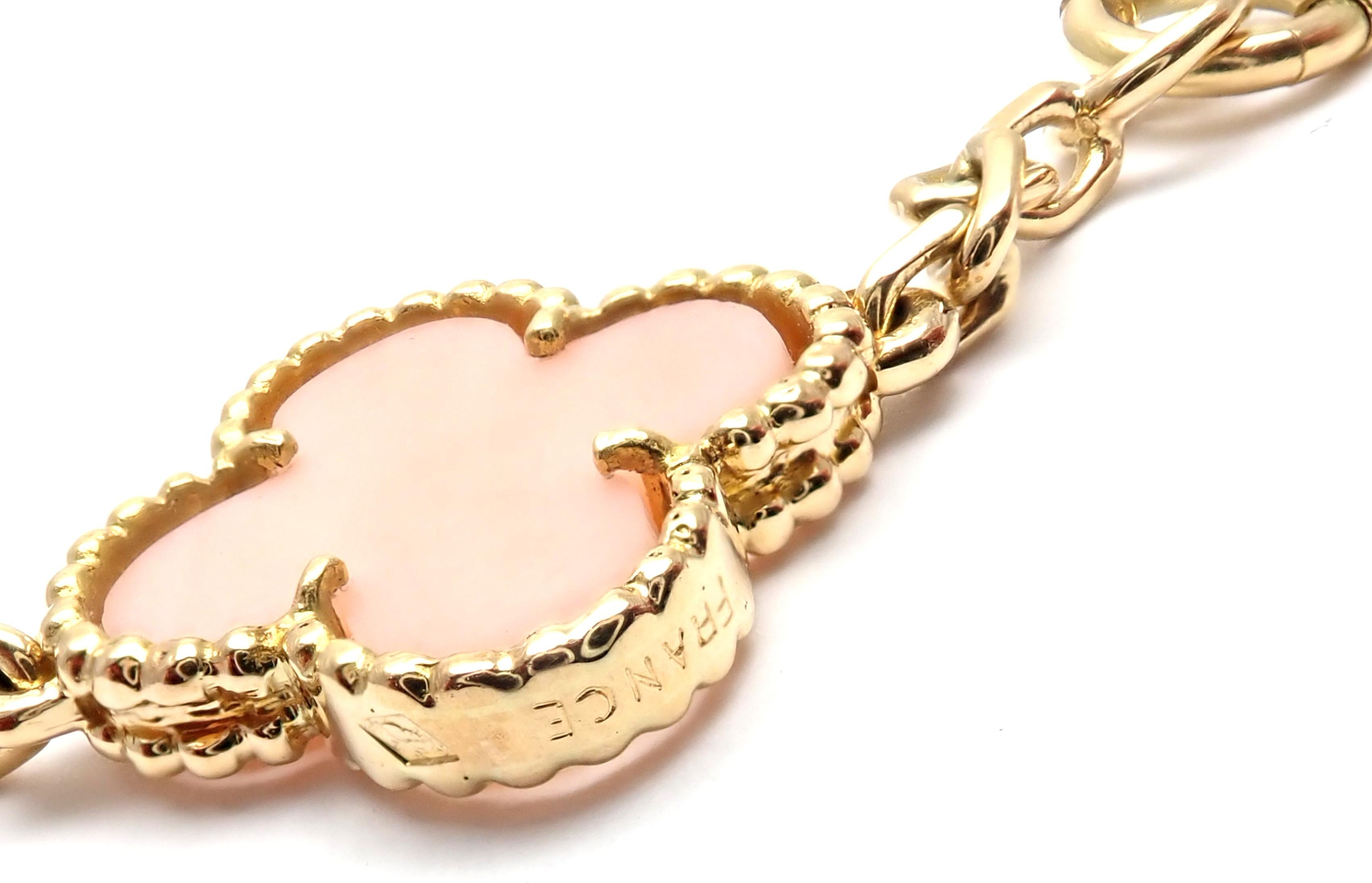 Van Cleef & Arpels 20 Motifs Angel Skin Coral Vintage Alhambra Gold Necklace 4