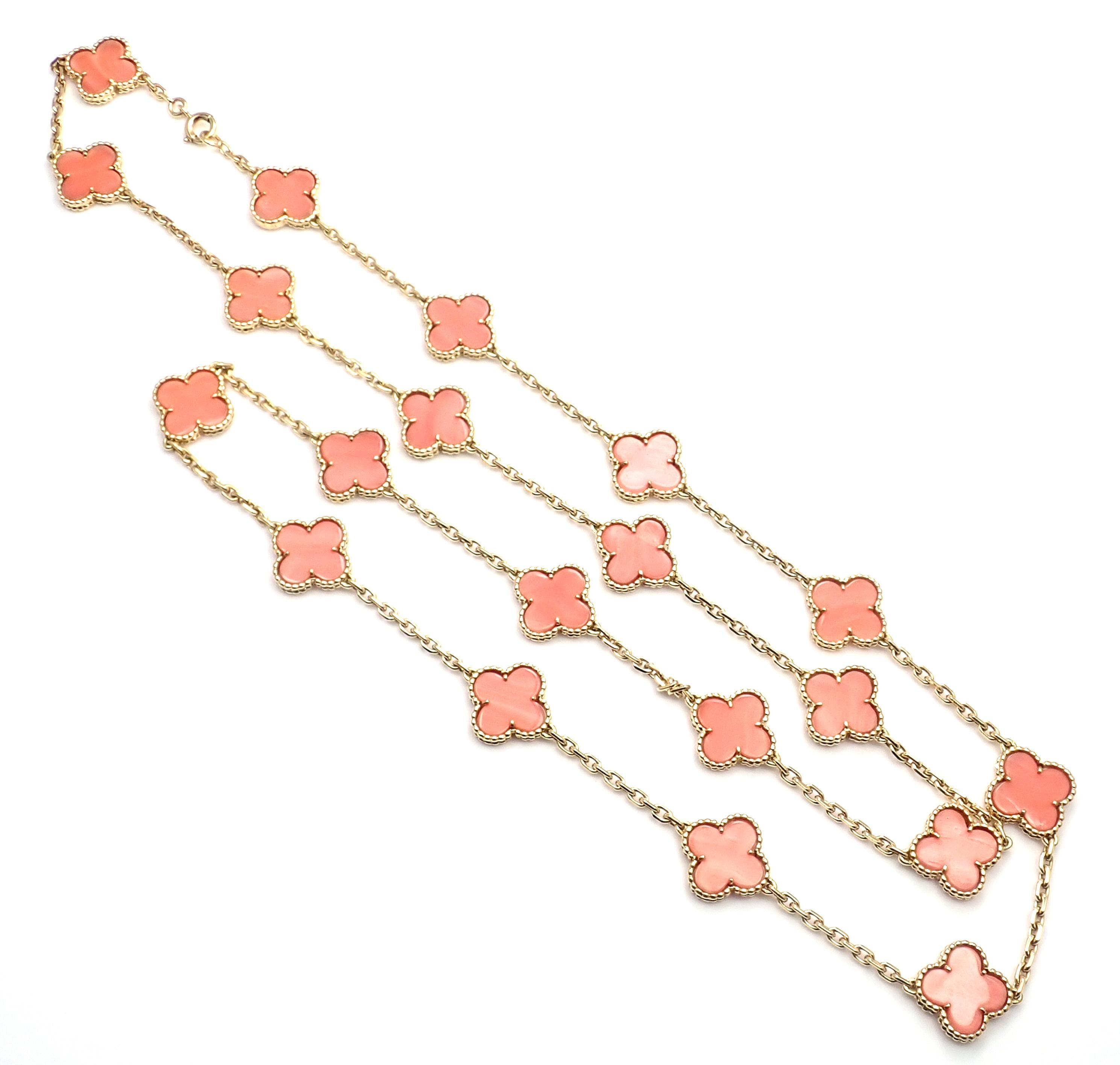 Women's or Men's Van Cleef & Arpels 20 Motifs Coral Vintage Alhambra Yellow Gold Necklace