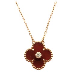 Van Cleef & Arpels 2011 Holiday Edition Red Carnelian Vintage Alhambra Pendant