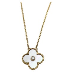 Van Cleef & Arpels 2012 Holiday Edition White Mother of Pearl 18K Gold Necklace