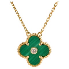 Van Cleef & Arpels 2013 Malachite Diamond 18k Yellow Gold Holiday Pendant