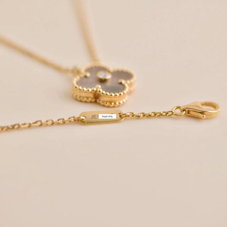 Van Cleef Arpels 2014 Alhambra Grey Mother of Pearl Holiday Pendant