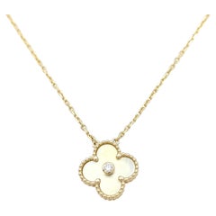 Van Cleef & Arpels 2018 Holiday Edition Vintage Alhambra Mother of Pearl Pendant