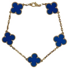 Van Cleef & Arpels 2024 Pulsera Alhambra Vintage Oro 18K/Agata Azul c/certificado