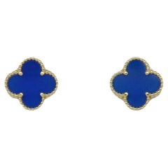Van Cleef & Arpels 2024 Pendientes Alhambra Vintage Oro Amarillo 18K/Ágata Azul