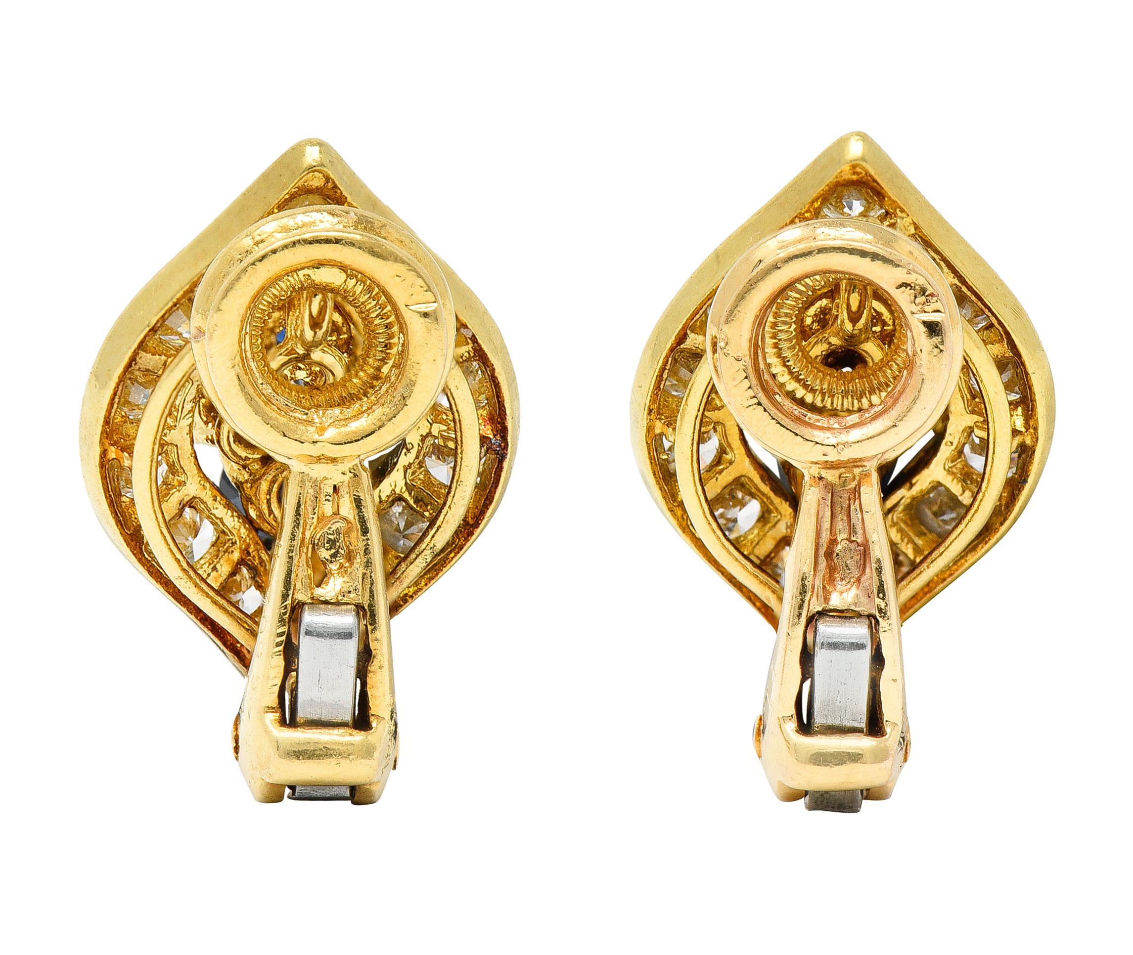 Contemporary Van Cleef & Arpels 2.04 Carats Diamond Sapphire 18 Karat Gold Ear-Clip Earrings For Sale