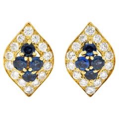 Van Cleef & Arpels Boucles d'oreilles clip en or 18 carats avec diamants et saphirs de 2,04 carats