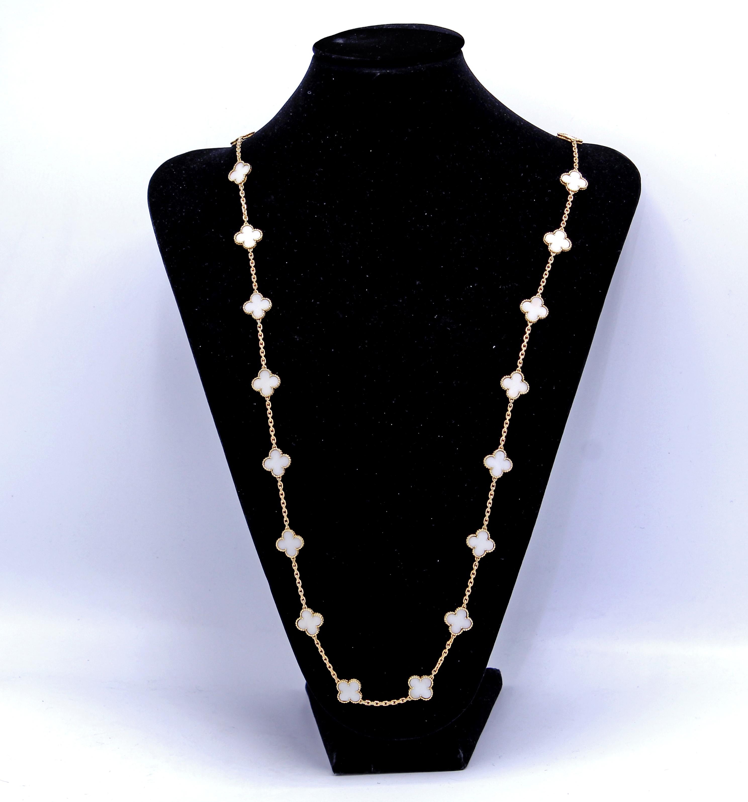Van Cleef & Arpels 24 Motif White Coral Alhambra Necklace In Good Condition In Bethesda, MD