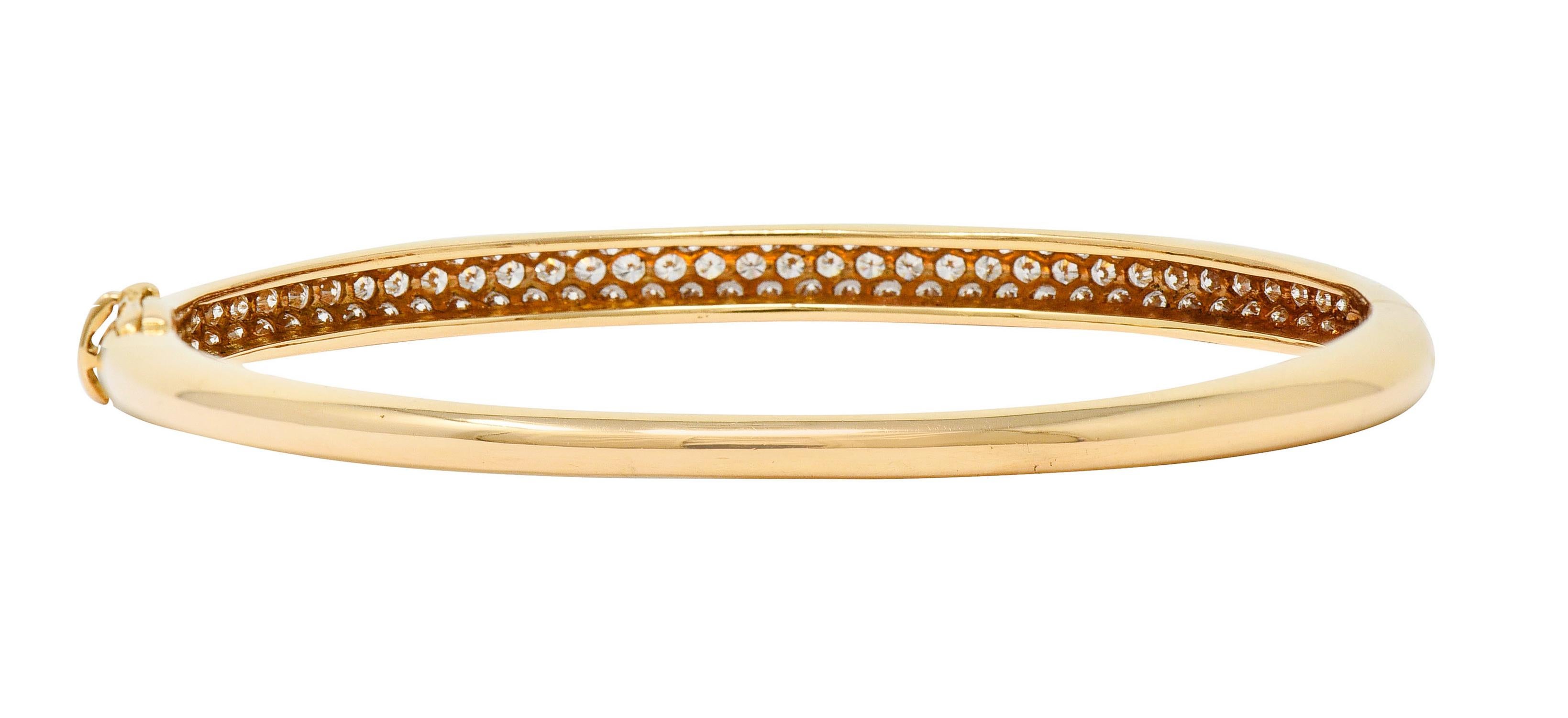 Contemporary Van Cleef & Arpels 2.42 Carats Diamond 18 Karat Gold French Pave Bangle Bracelet