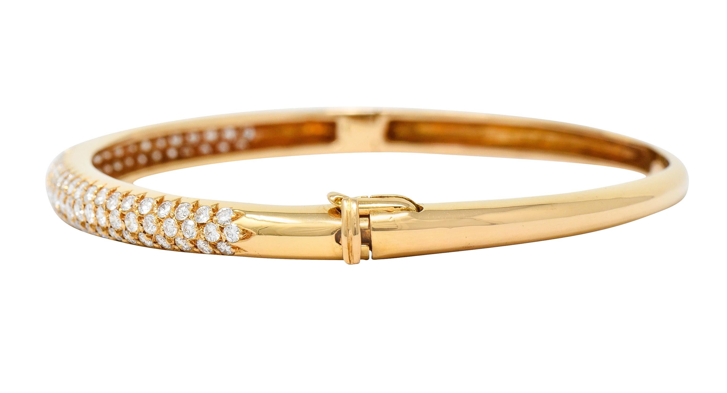 Brilliant Cut Van Cleef & Arpels 2.42 Carats Diamond 18 Karat Gold French Pave Bangle Bracelet