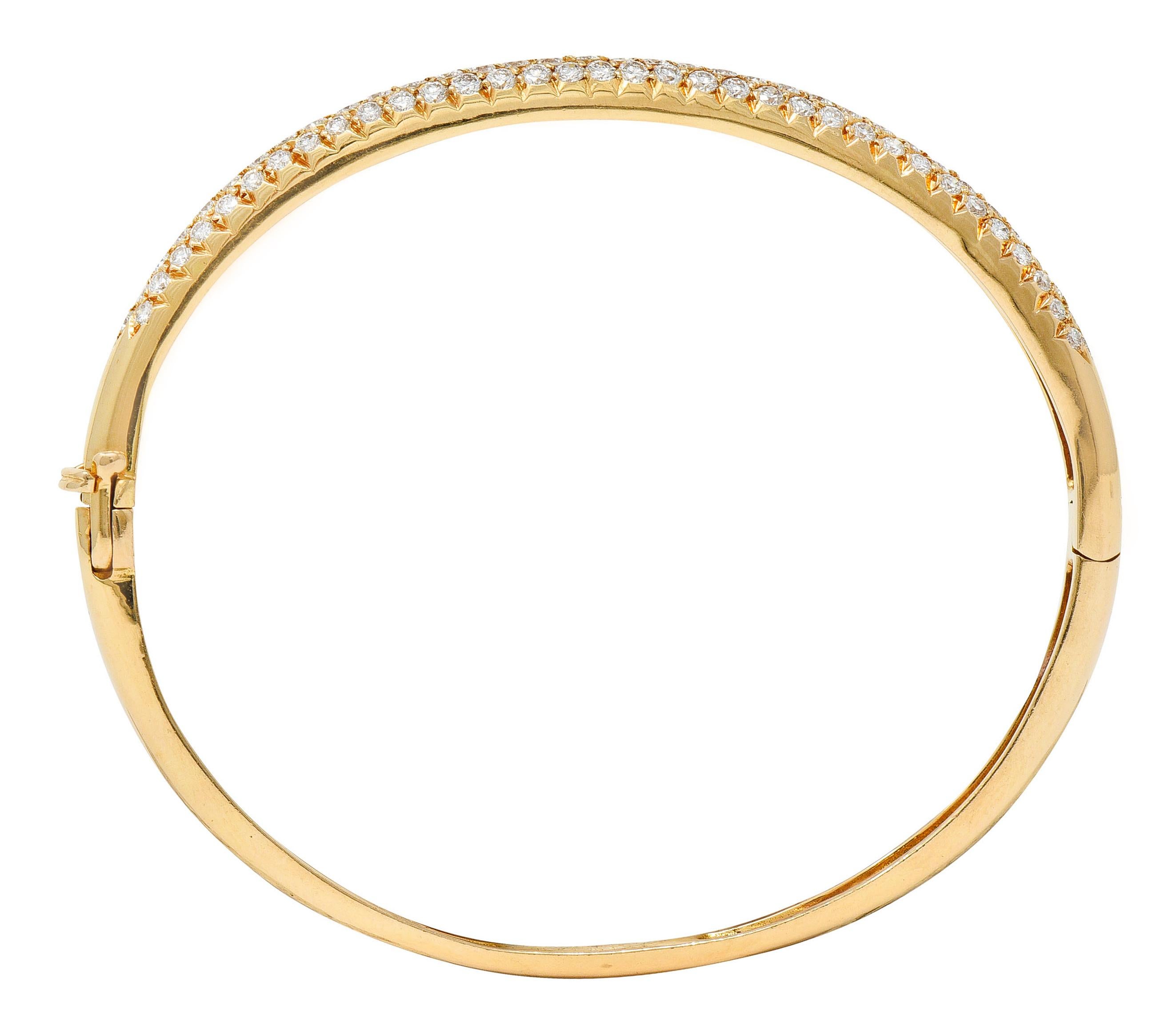 Van Cleef & Arpels 2.42 Carats Diamond 18 Karat Gold French Pave Bangle Bracelet 1