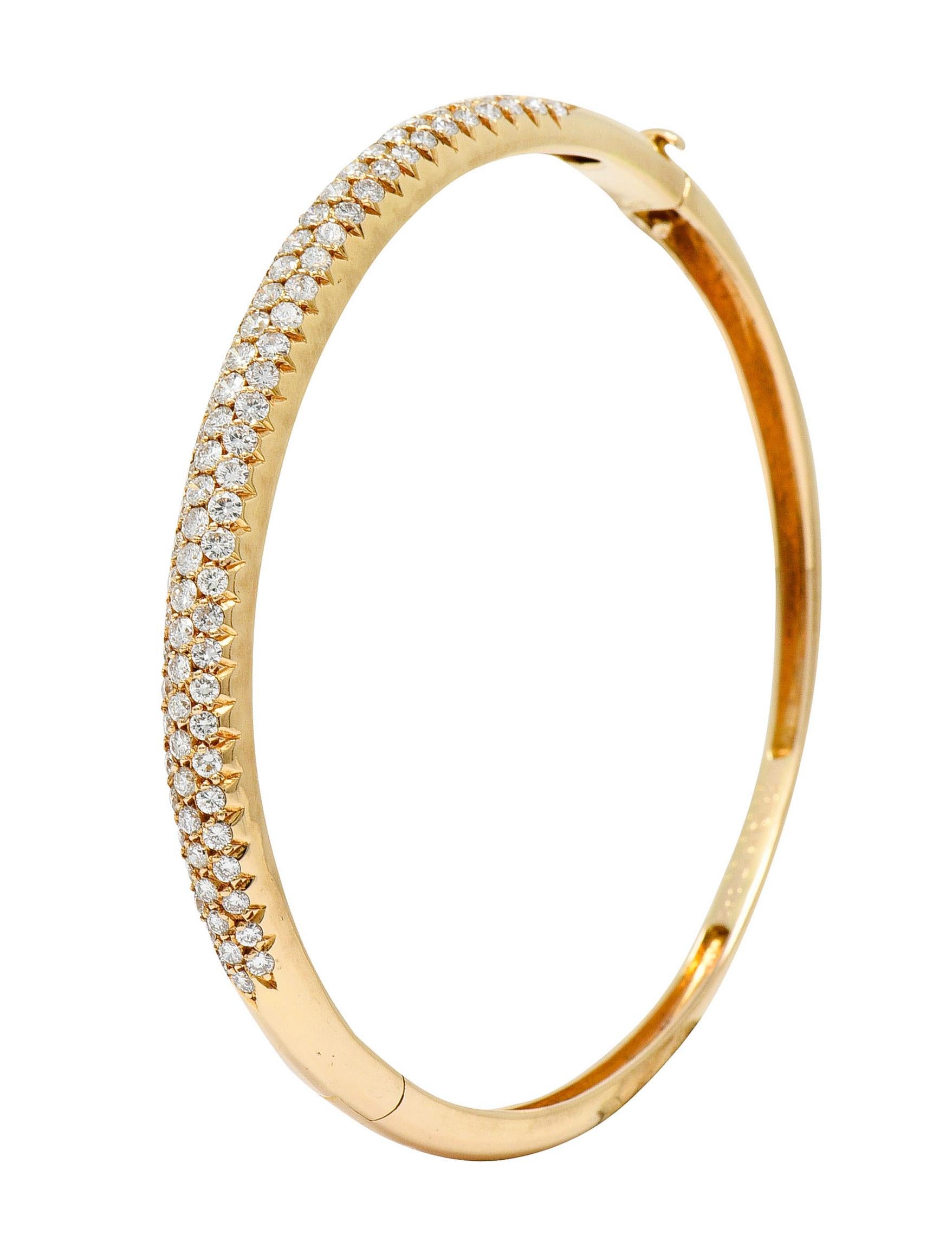 Van Cleef & Arpels 2.42 Carats Diamond 18 Karat Gold French Pave Bangle Bracelet 2