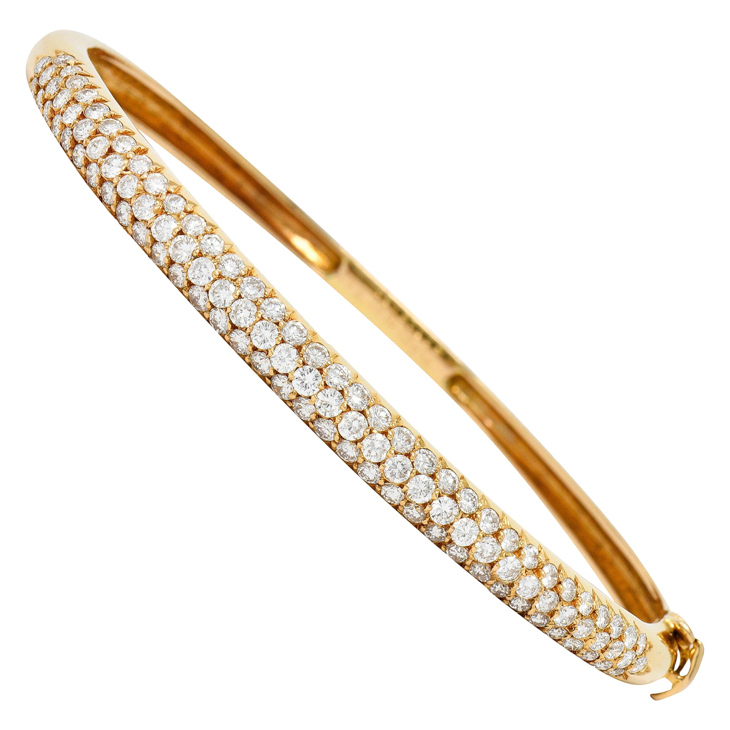 Van Cleef & Arpels 2.42 Carats Diamond 18 Karat Gold French Pave Bangle Bracelet