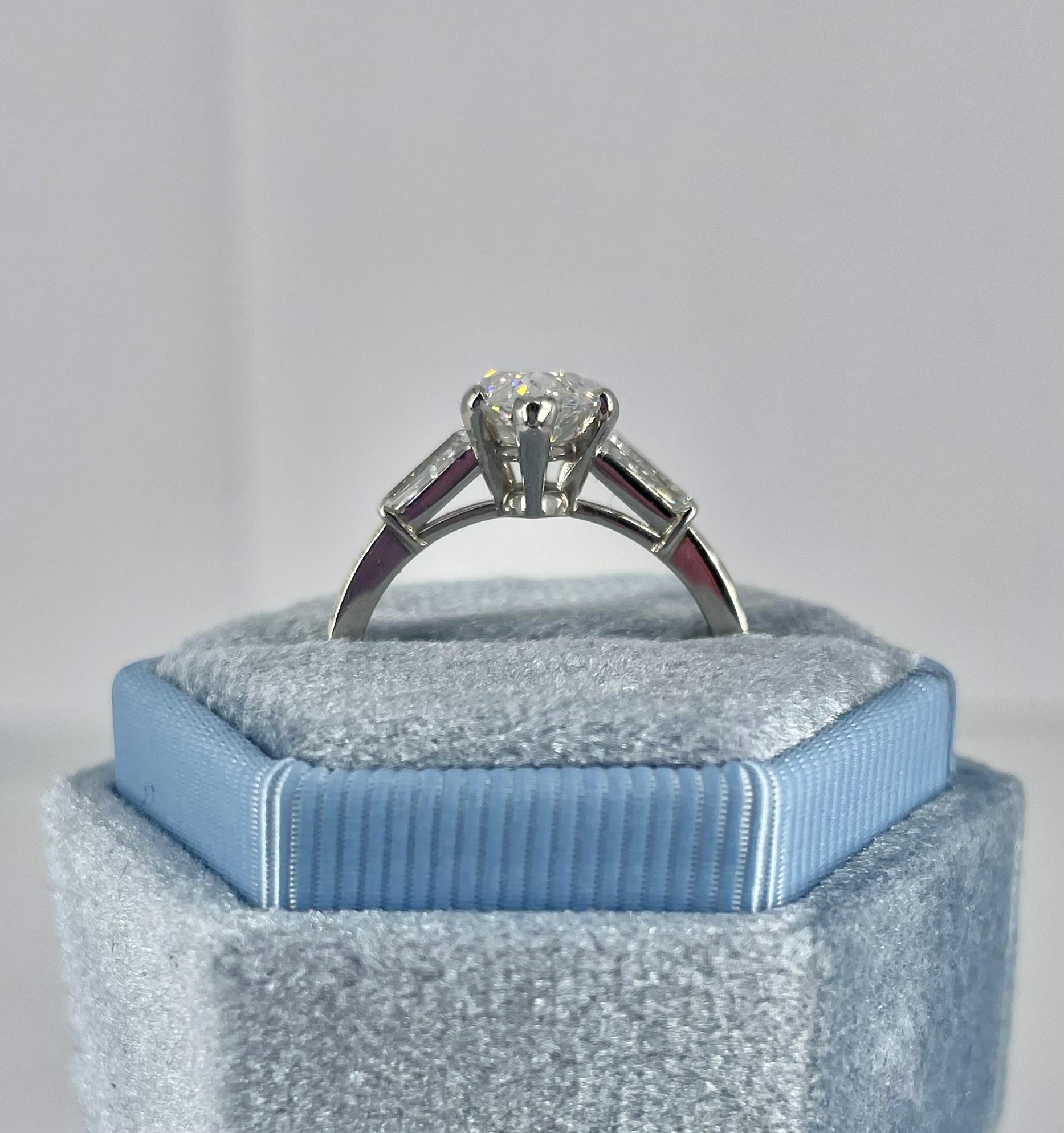 marquise engagement ring with baguettes