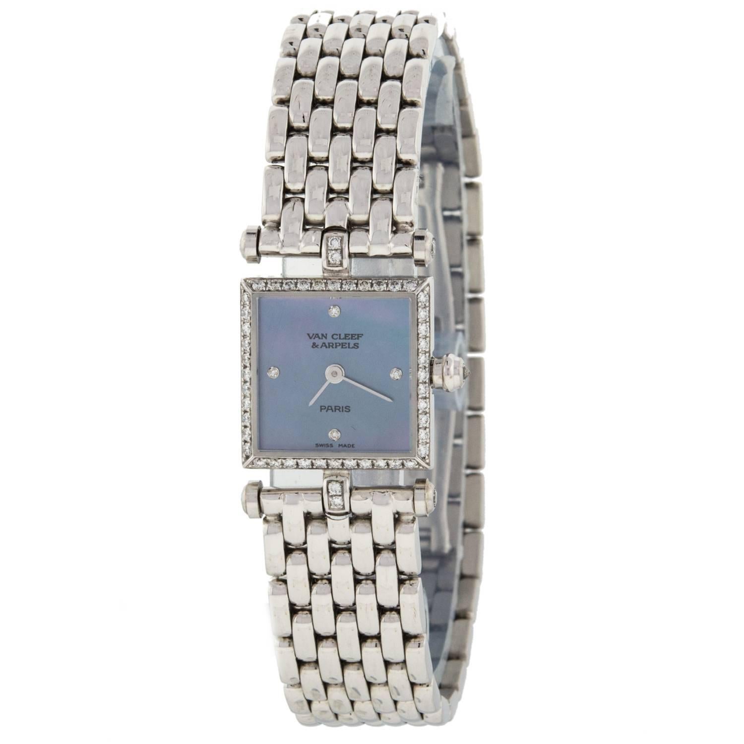 Van Cleef & Arpels 322942 18 Karat White Gold Diamond Swiss Quartz Ladies Watch