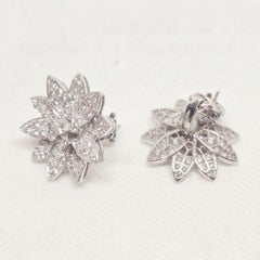 Van Cleef & Arpels 3.30 Carat Diamond Lotus 18k White Gold Large Earrings