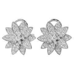 Van Cleef & Arpels 3.30 Carat Diamond Lotus 18k White Gold Large Earrings