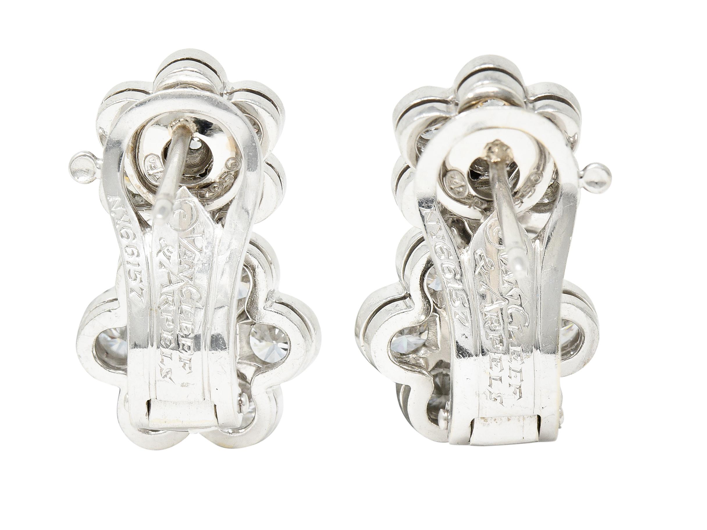 Van Cleef & Arpels 3,50 Karat Diamant-Platin-Blumen-Ohrring mit doppeltem Hawaii-Blumenmotiv im Zustand „Hervorragend“ in Philadelphia, PA