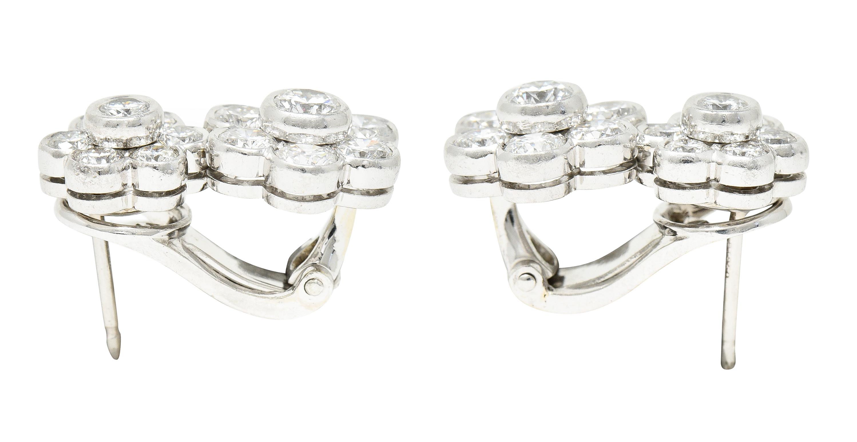 Van Cleef & Arpels 3,50 Karat Diamant-Platin-Blumen-Ohrring mit doppeltem Hawaii-Blumenmotiv 1