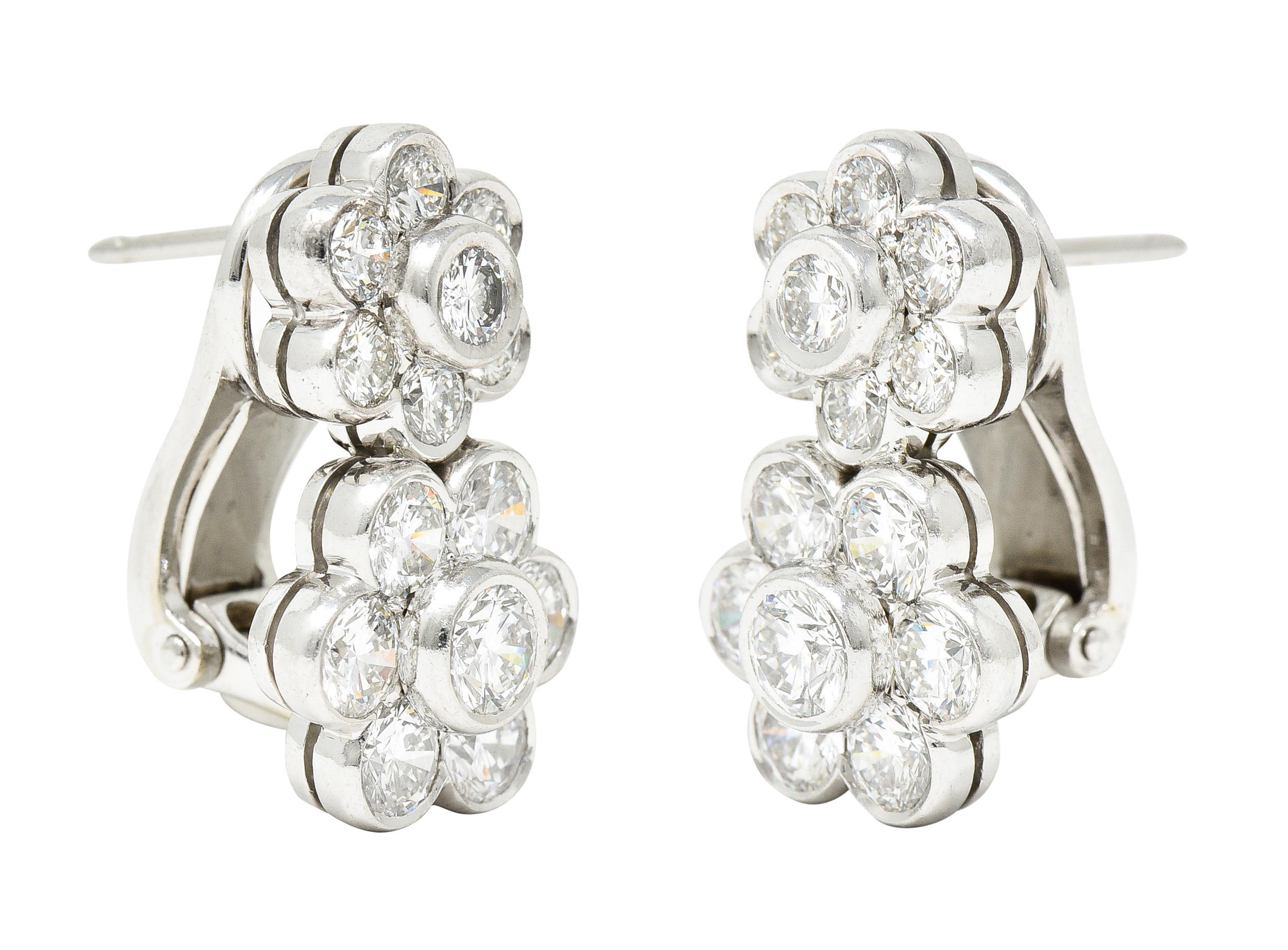 Van Cleef & Arpels 3,50 Karat Diamant-Platin-Blumen-Ohrring mit doppeltem Hawaii-Blumenmotiv 2