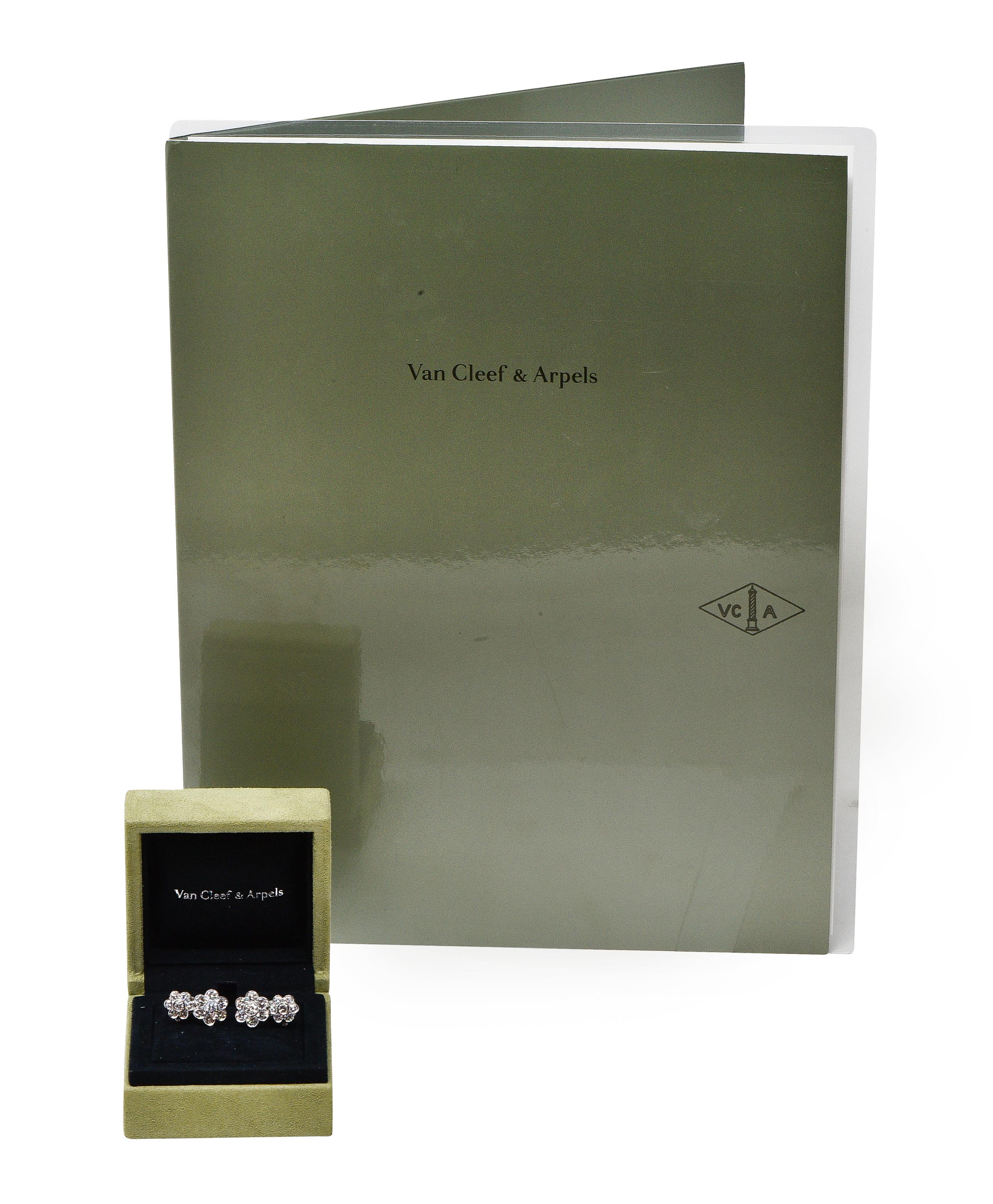 Van Cleef & Arpels 3,50 Karat Diamant-Platin-Blumen-Ohrring mit doppeltem Hawaii-Blumenmotiv 3