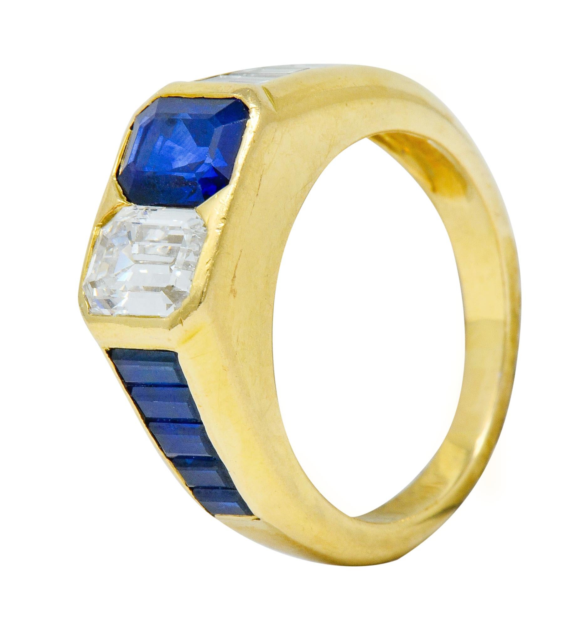 Van Cleef & Arpels 3.57 Carat Diamond Sapphire 18 Karat Gold French Unisex Ring 3