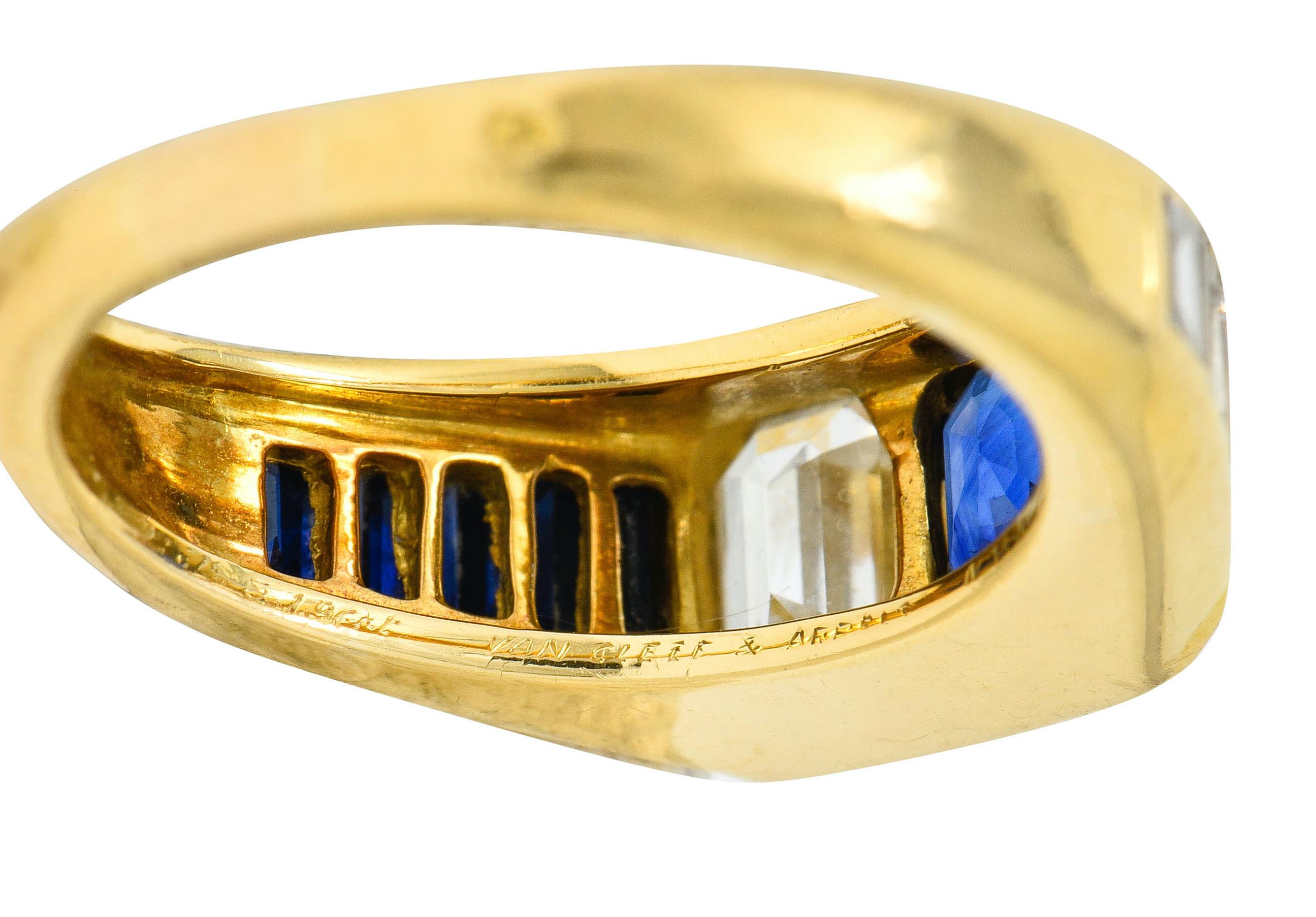 Van Cleef & Arpels 3.57 Carat Diamond Sapphire 18 Karat Gold French Unisex Ring 5