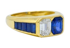 Van Cleef & Arpels 3.57 Carat Diamond Sapphire 18 Karat Gold French Unisex Ring