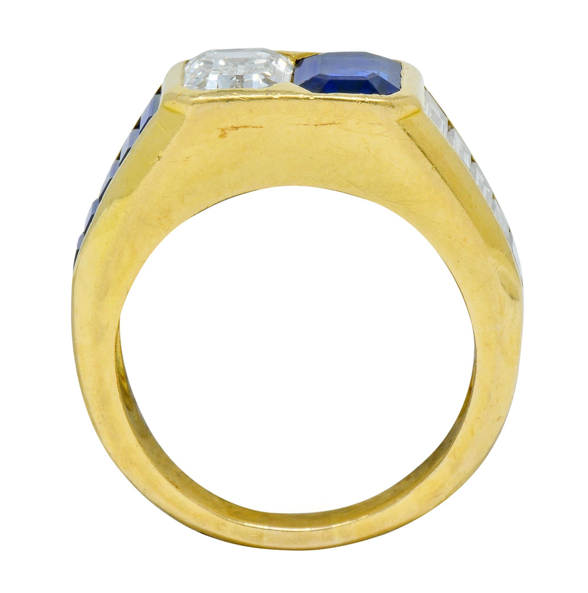 Van Cleef & Arpels 3.57 Carat Diamond Sapphire 18 Karat Gold French Unisex Ring 1