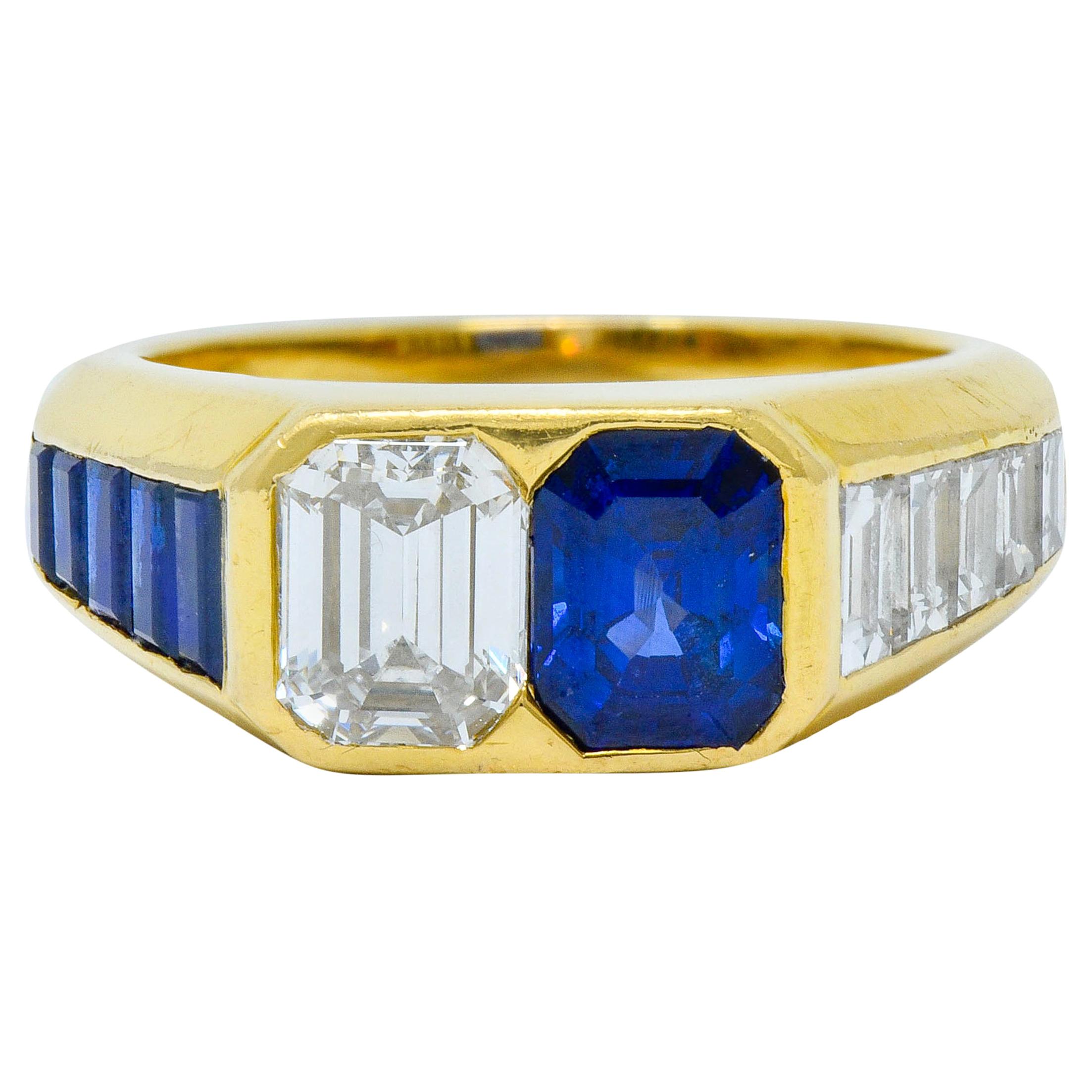 Van Cleef & Arpels 3.57 Carat Diamond Sapphire 18 Karat Gold French Unisex Ring