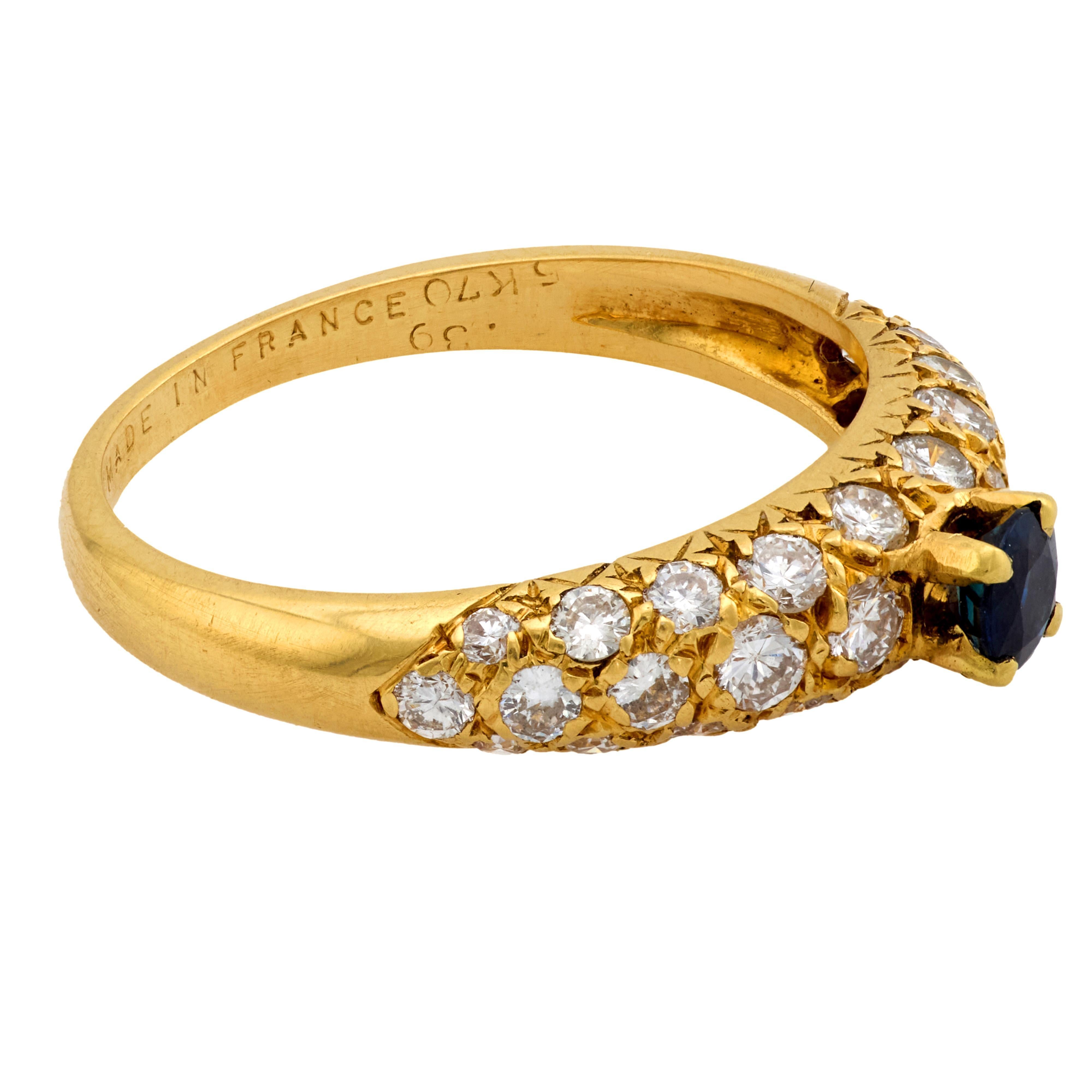 Bague Van Cleef & Arpels saphir diamant de 0,39 carat en or jaune 18 carats en vente 1