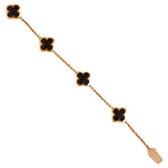 Used Van Cleef & Arpels 4 Motif Pure Alhambra Onyx Bracelet