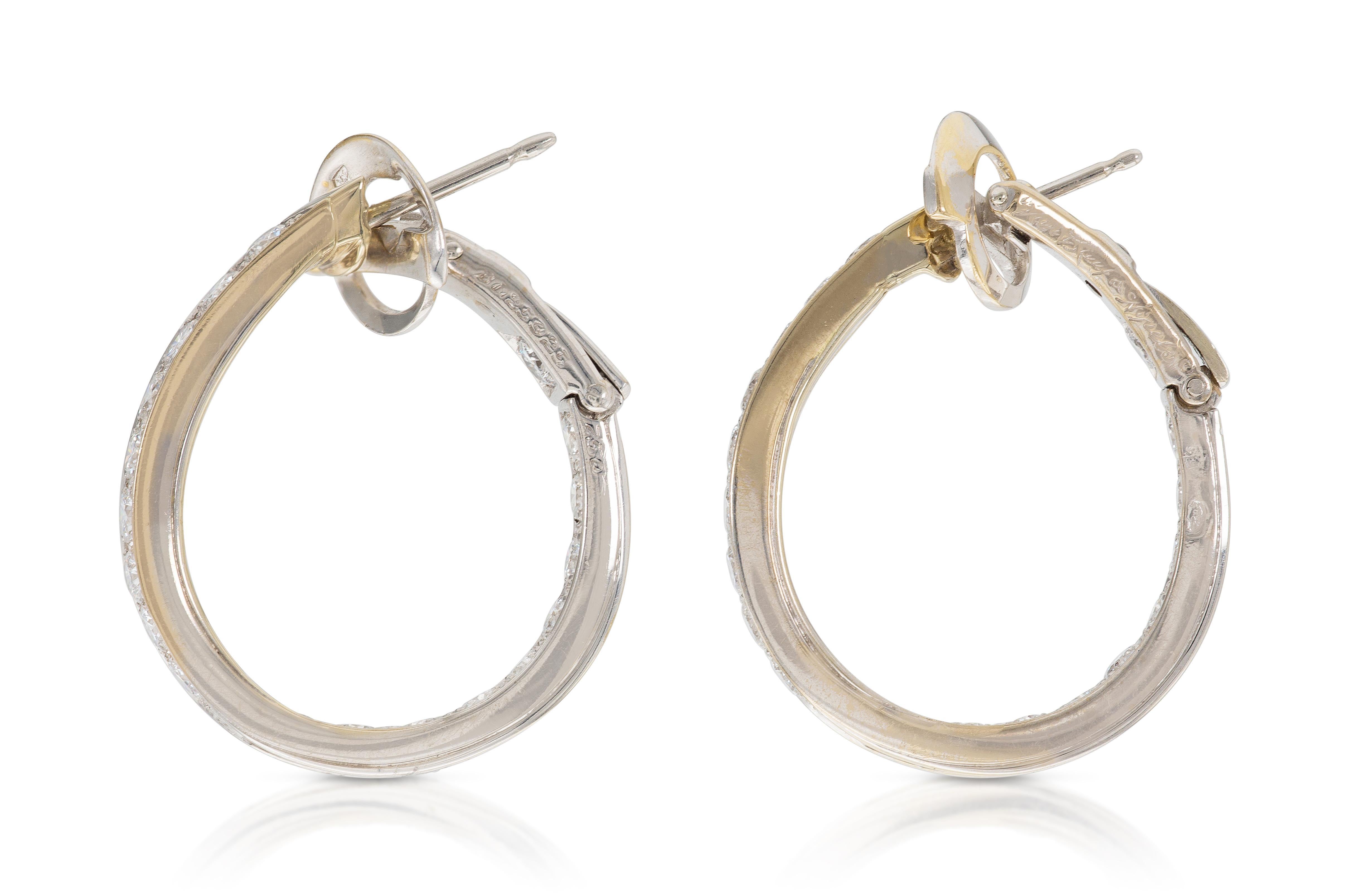 Round Cut Van Cleef & Arpels 4.00 Carat Diamond Hoop Earrings For Sale