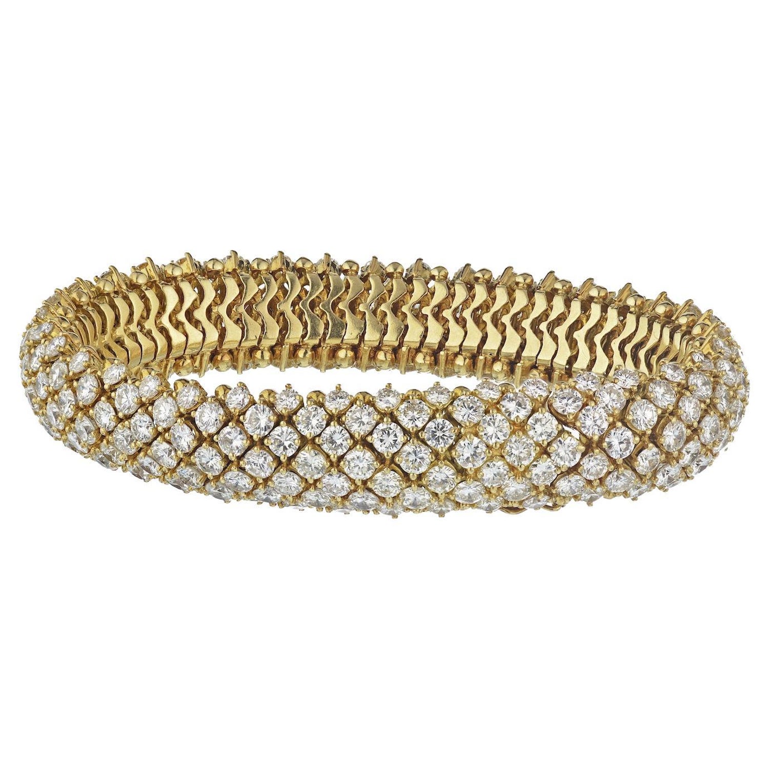 Van Cleef and Arpels 40.00 Carat Diamond Multi Row 18 Karat Gold Bracelet  For Sale at 1stDibs | emerald home hutton sofa