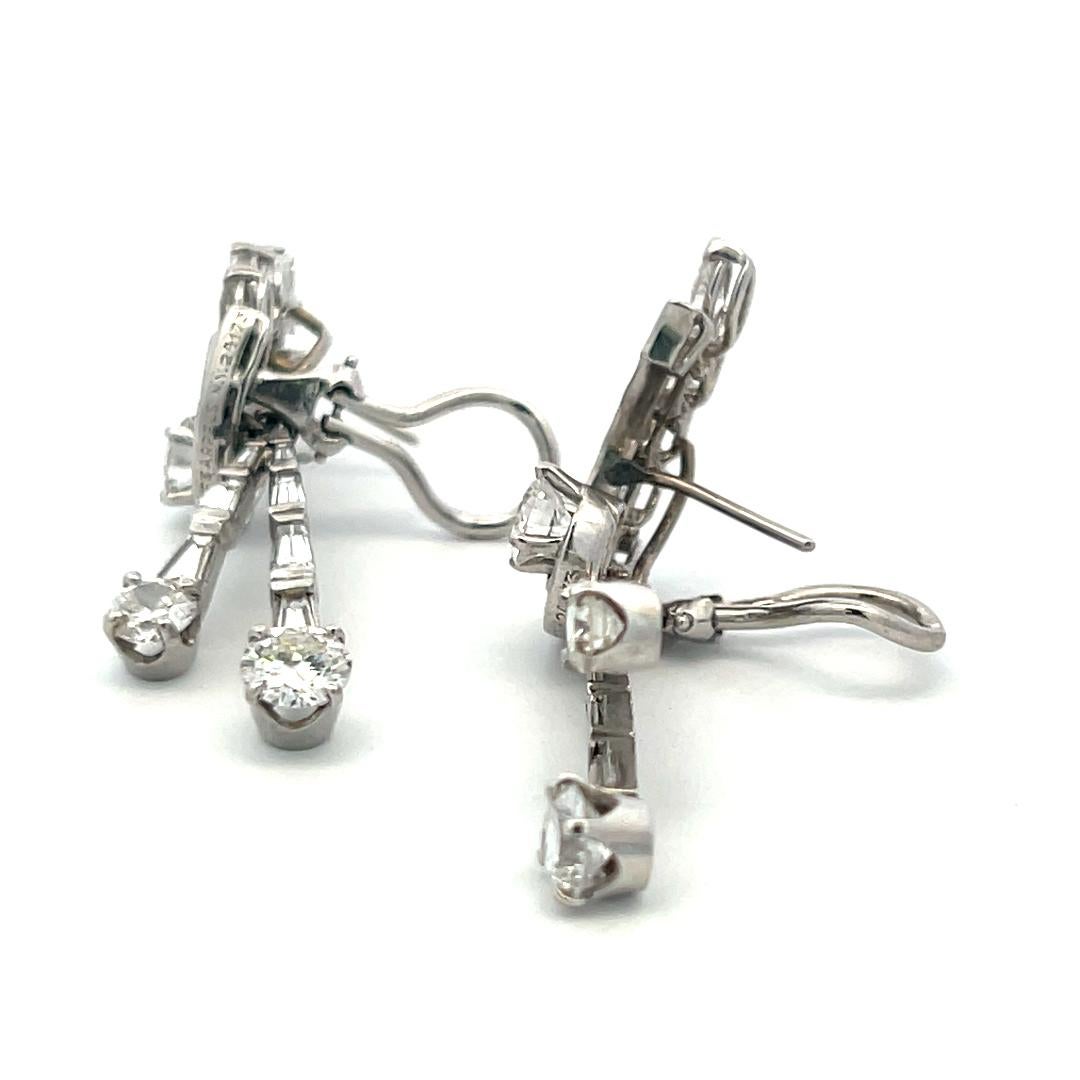 Van Cleef & Arpels 4.50 Carat G VS Diamond Platinum Dangling Earrings 6