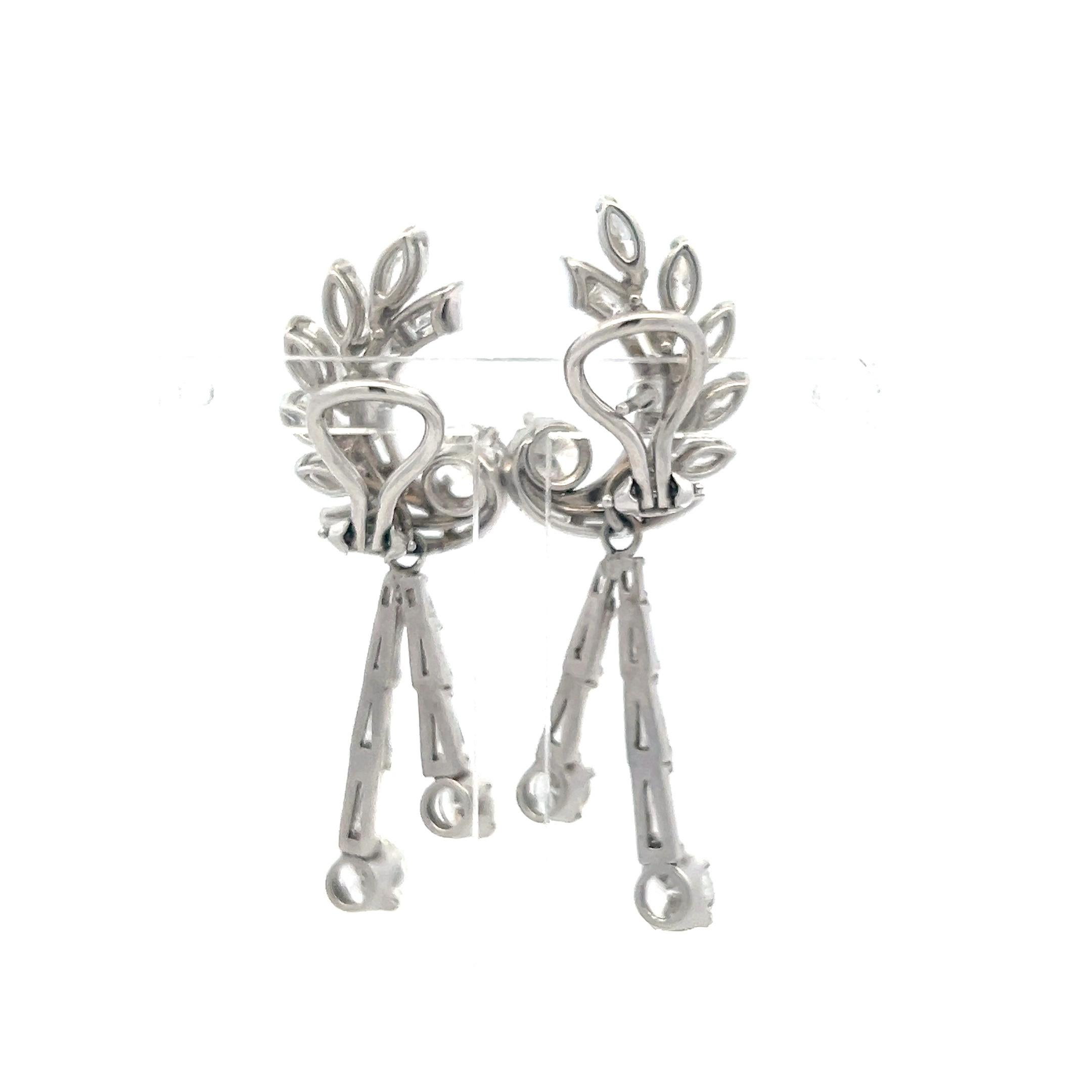 Mixed Cut Van Cleef & Arpels 4.50 Carat G VS Diamond Platinum Dangling Earrings
