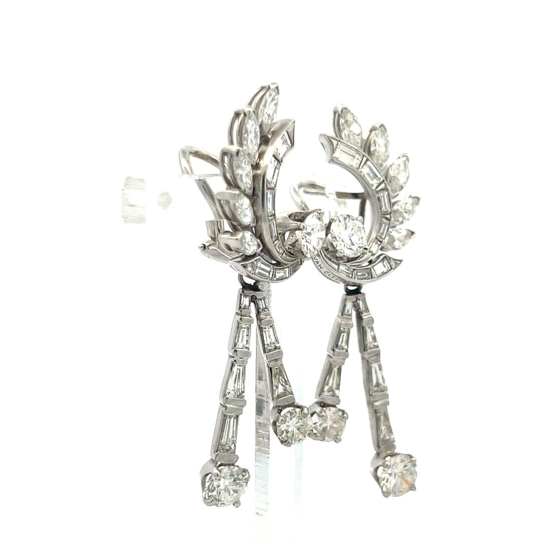 Van Cleef & Arpels 4.50 Carat G VS Diamond Platinum Dangling Earrings 1