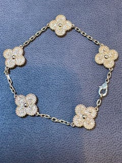 Van Cleef & Arpels 5 Motif Vintage Alhambra Bracelet 18 K Yellow Gold
